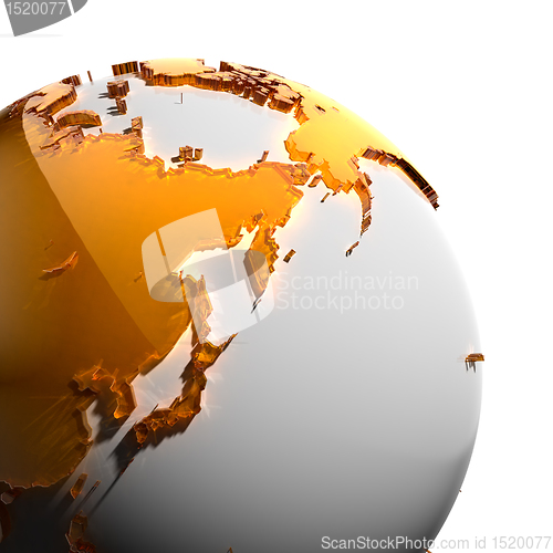 Image of A fragment of the Earth with continents of orange glass