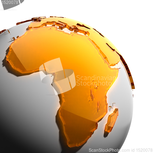 Image of A fragment of the Earth with continents of orange glass