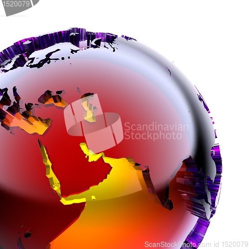 Image of Globe of colored glass with an inner warm glow