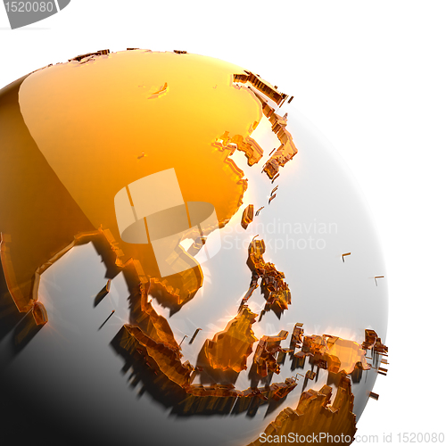 Image of A fragment of the Earth with continents of orange glass