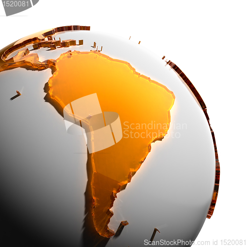 Image of A fragment of the Earth with continents of orange glass