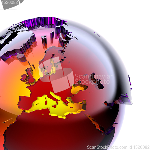 Image of Globe of colored glass with an inner warm glow