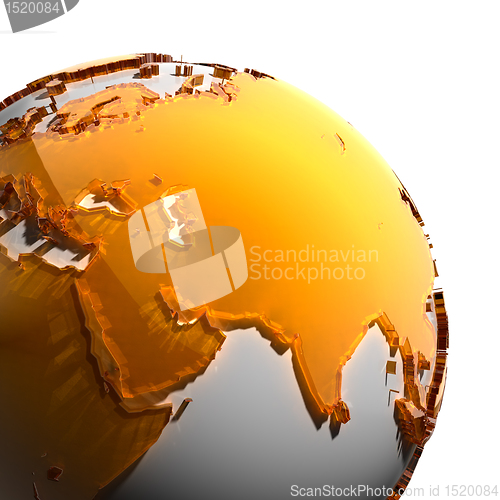 Image of A fragment of the Earth with continents of orange glass