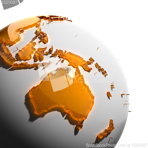 Image of A fragment of the Earth with continents of orange glass