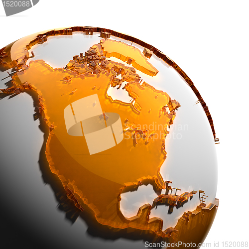 Image of A fragment of the Earth with continents of orange glass