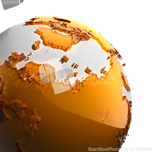 Image of A fragment of the Earth with continents of orange glass