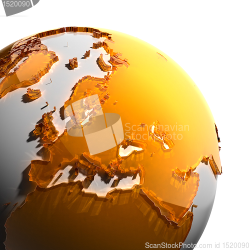 Image of A fragment of the Earth with continents of orange glass