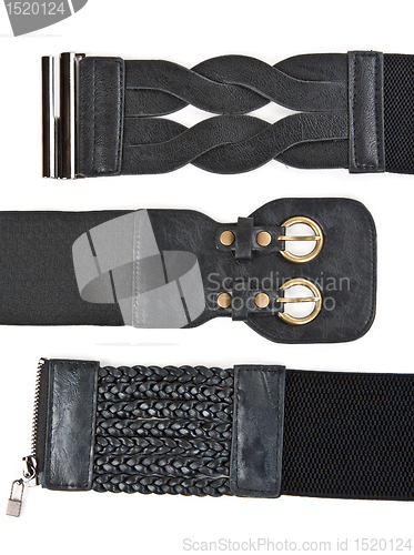 Image of Three black leather women's belt