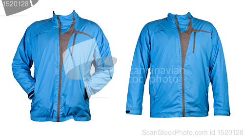 Image of a collage of two blue sports jacket