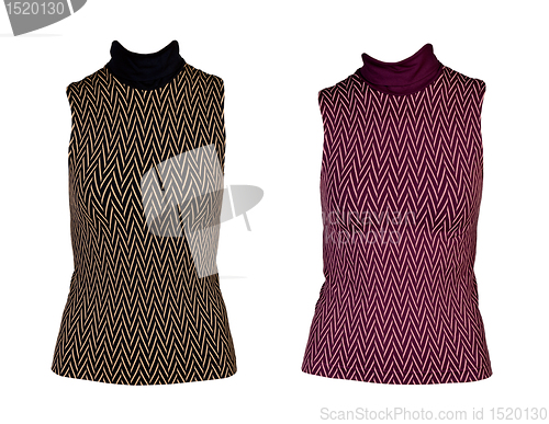 Image of Collage of two women's vest with a geometric pattern