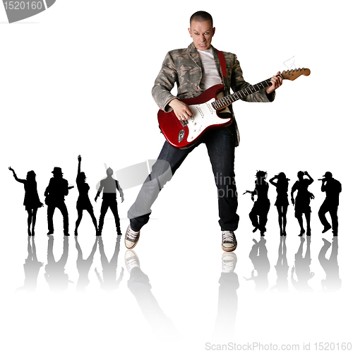 Image of punk man with the guitar and silhouette