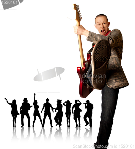 Image of punk man with the guitar and silhouette