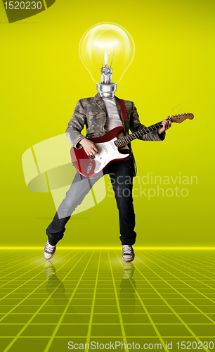 Image of punk with the guitar and lamp-head