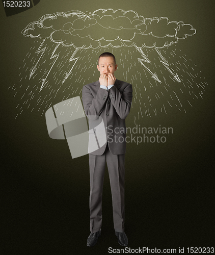 Image of scared businessman