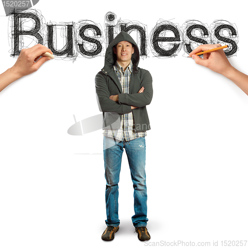 Image of sketch word business with businessman