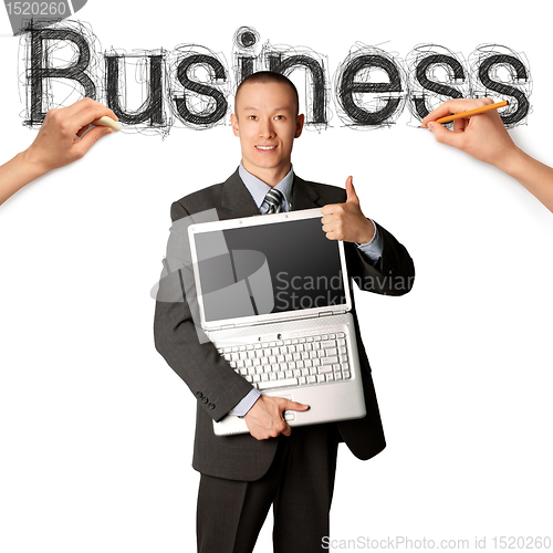 Image of sketch word business with businessman