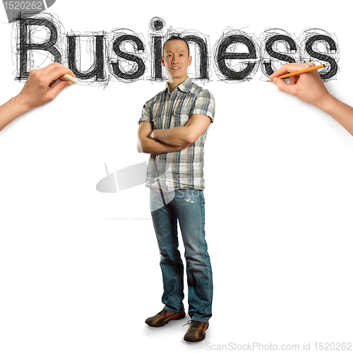 Image of sketch word business with businessman