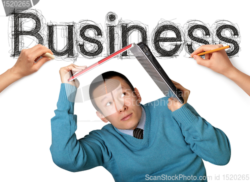 Image of sketch word business with businessman