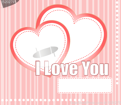 Image of valentines hearts two shapes on pink pattern background