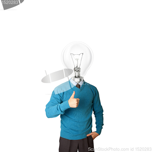 Image of young businessman with lamp-head