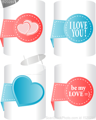 Image of valentines and wedding stickers or tags set