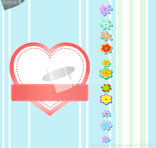 Image of Valentines Day grunge background with Heart and flowers, vector
