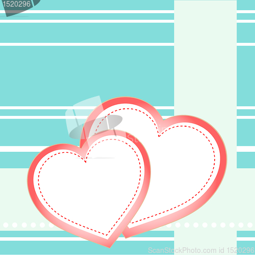 Image of postcard two hearts and love holiday vector