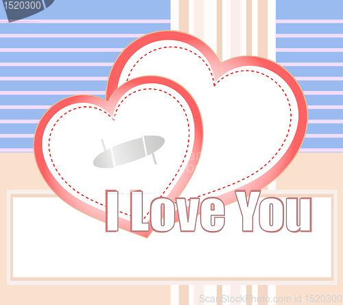Image of I love you and hearts on a style vector background