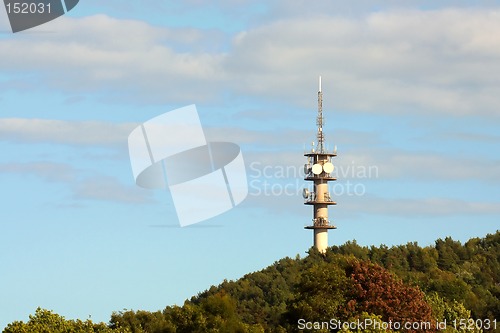 Image of Communication tower with forest
