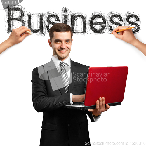 Image of sketch word business with businessman