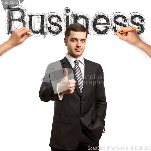 Image of sketch word business with businessman