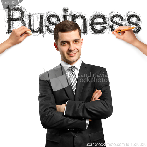 Image of sketch word business with businessman