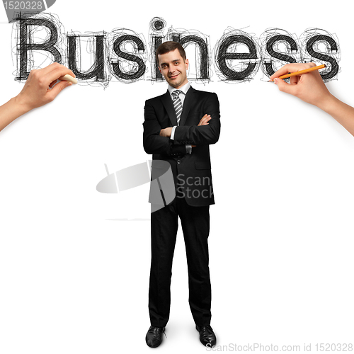 Image of sketch word business with businessman