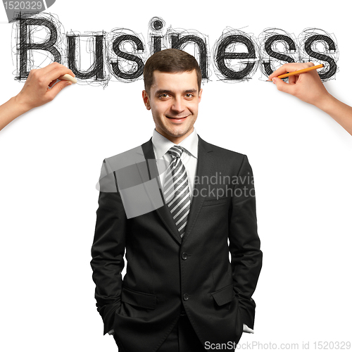 Image of sketch word business with businessman