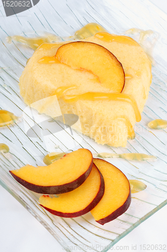 Image of Heart shaped peach bavarian cream dessert (bavarese)