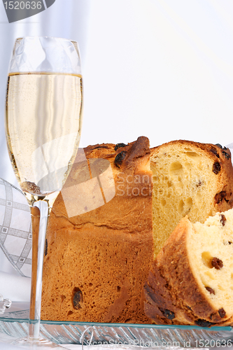 Image of Panettone and spumante the italian Christmas tradition