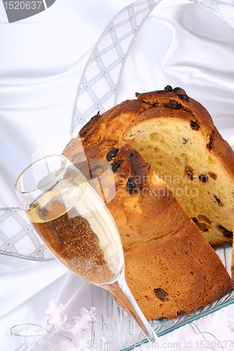 Image of Panettone and spumante the italian Christmas tradition