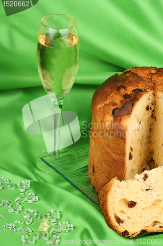 Image of Panettone and spumante the italian Christmas tradition