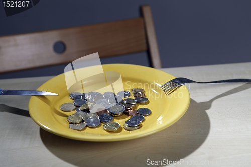 Image of Euro coins in a plate