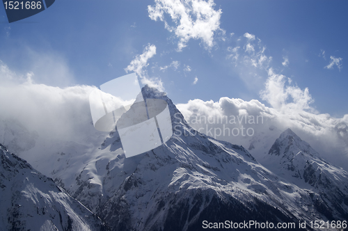 Image of Cloudy Mountains. Caucasus Mountains, Dombay.