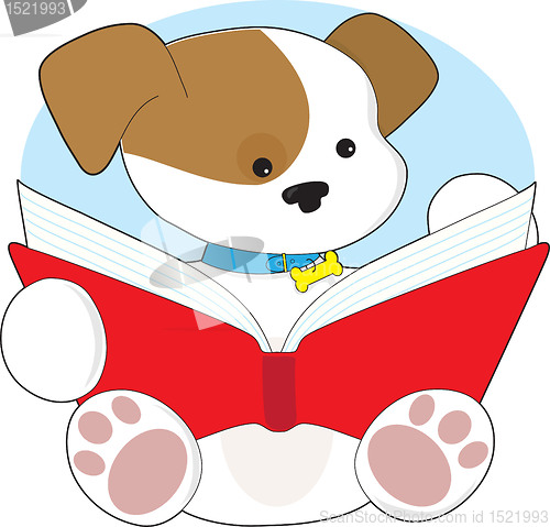 Image of Cute Puppy Reading