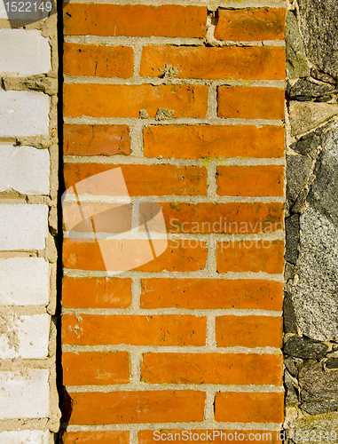 Image of Architecture white red brick stone wall background 
