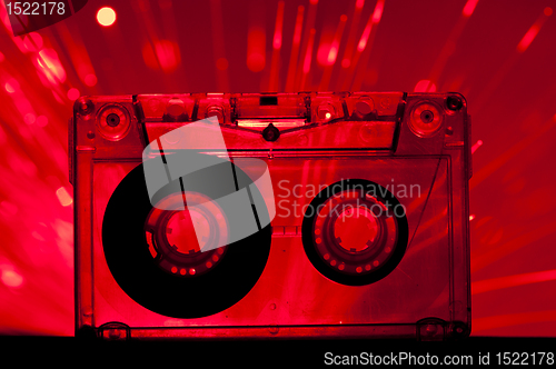 Image of Transparent Cassette tape disco lights background