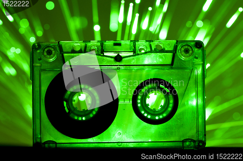 Image of Transparent Cassette tape disco lights background