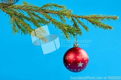 Image of fir branches and Christmas ball