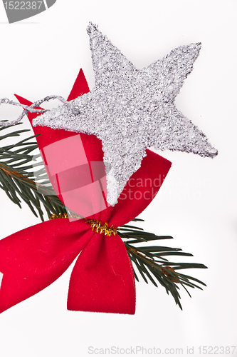 Image of decorated Christmas tree branch