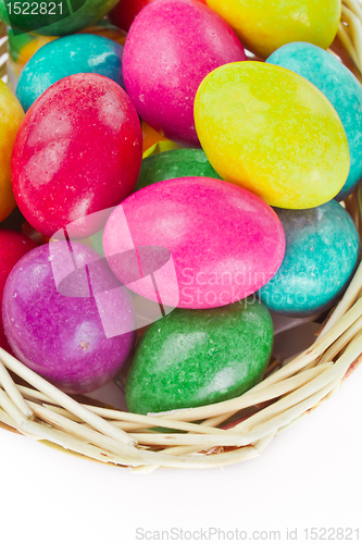 Image of colorful easter eggs in basket