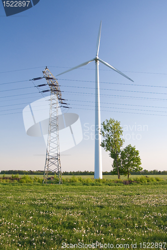 Image of windmill and powerlines