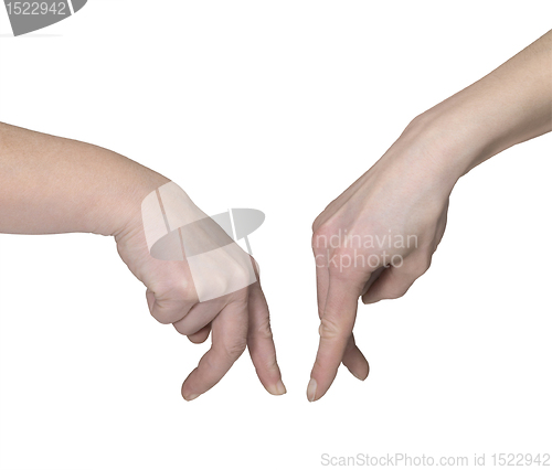 Image of symbolic hands meeting