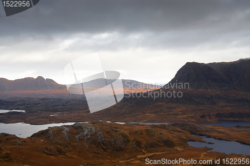 Image of surreal illuminated landscape near Stac Pollaidh